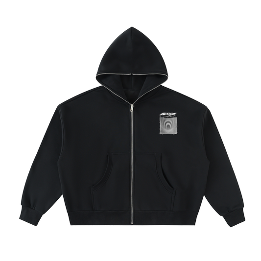 Fleeced Full-Zip Boxy Hoodie