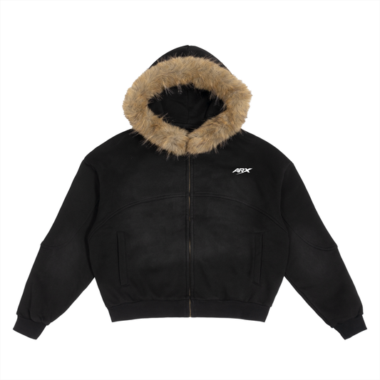 Aerix Sun Fade Boxy Fur Hoodie Streetwear