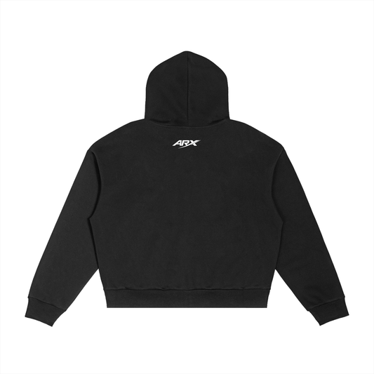 Aerix contrast Plaid Boxy Zip Hoodie