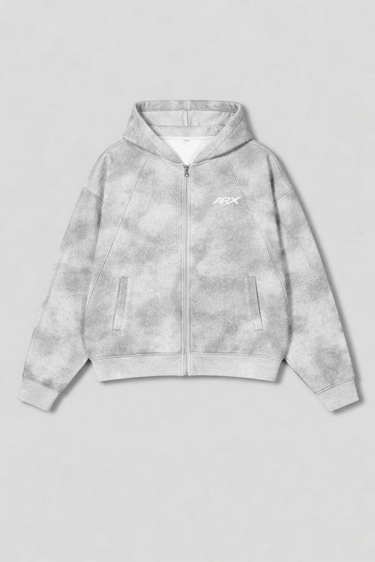 Aerx Dirty Washed Zip-Up Fleece Hoodie