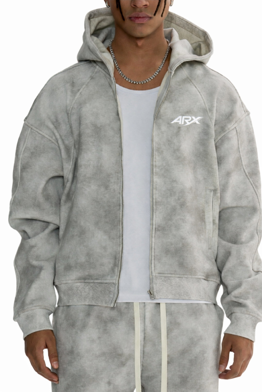 Aerx Dirty Washed Zip-Up Fleece Hoodie